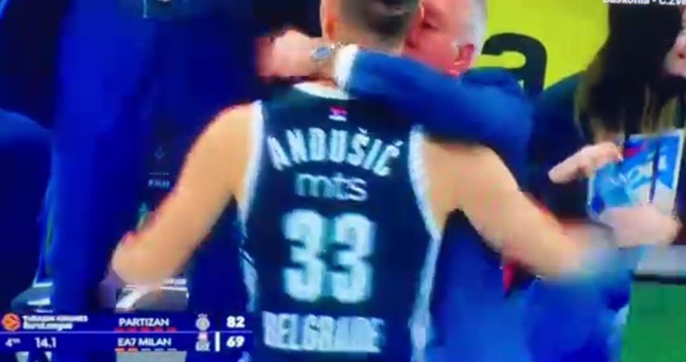 ERUPCIJA EMOCIJA Anđušić potvrdio pobedu trojkom, Obradović ga izljubio i izgrlio (VIDEO)