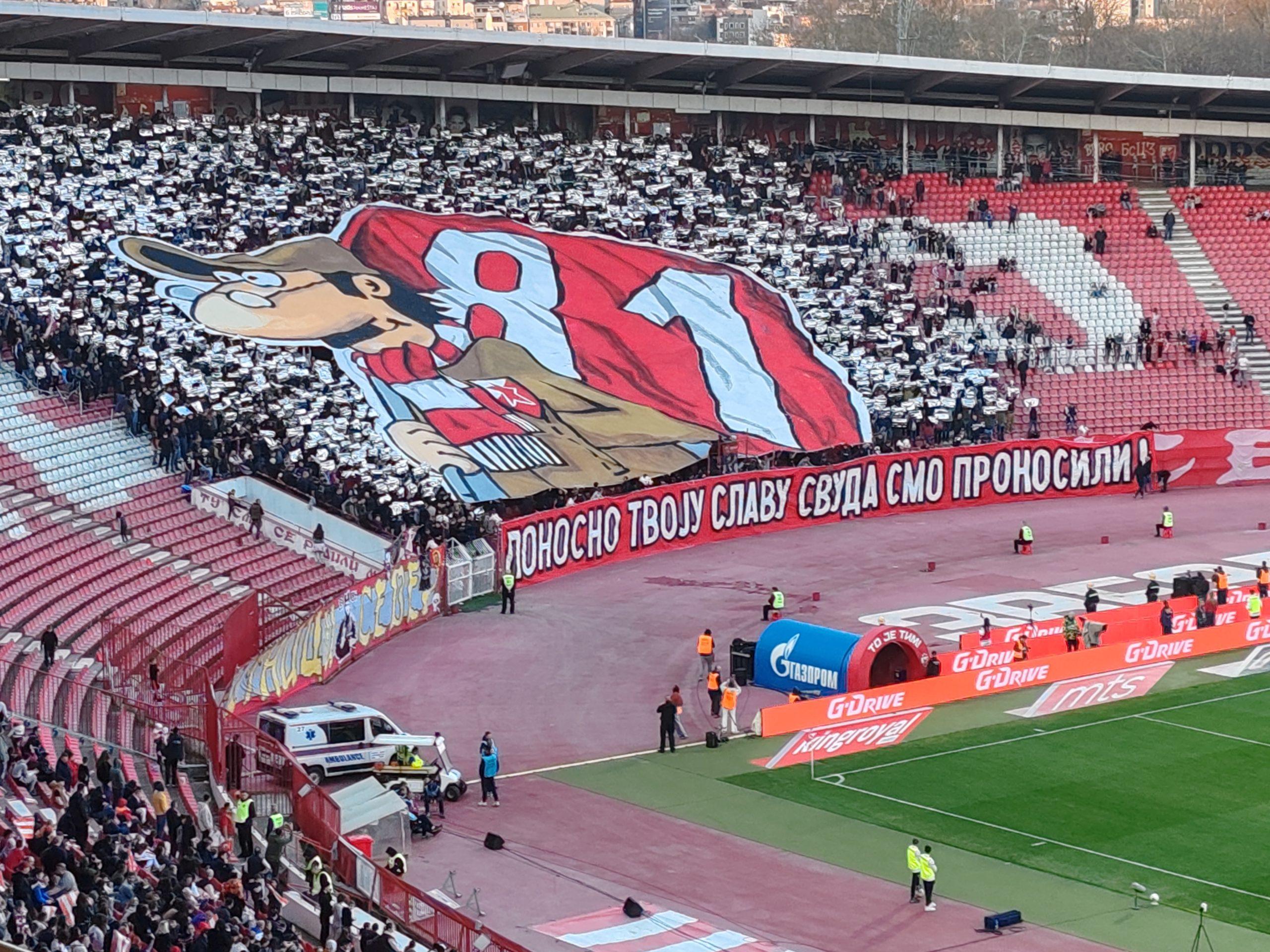 „Tifo scena“: Pogledajte koreografiju „delija“ povodom 81. rođendana Crvene zvezde (VIDEO)
