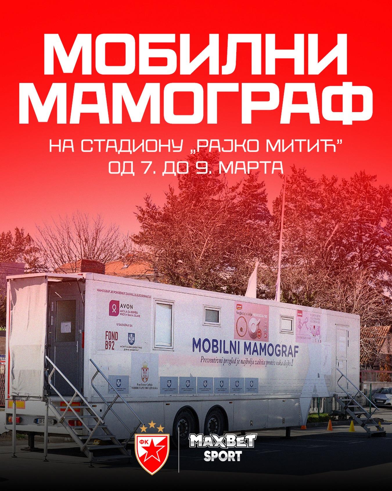 Besplatna mamografija na „Marakani“ u saradnji sa MaxBet Sportom od 7. do 9. marta